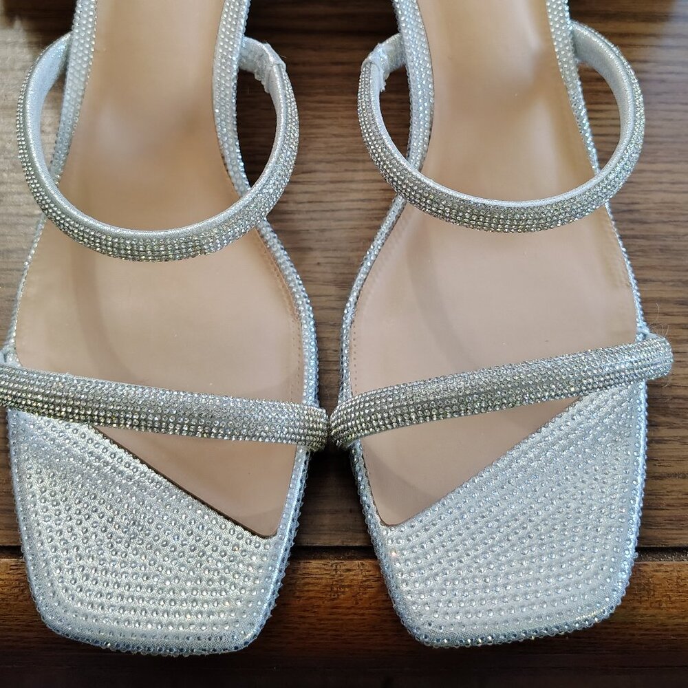 I.N.C. Brand |  Silver Color | Jeweled Heels | Ankle Strap | Size 11